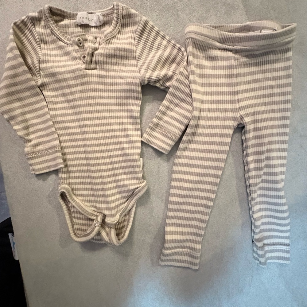 Sold Kate Quinn Gray Striped Kids Bodysuit Set